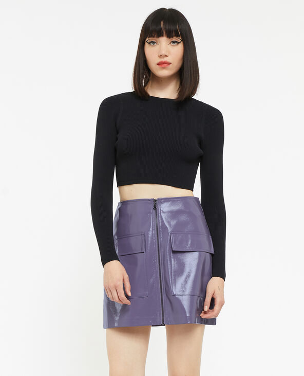 Jupe courte zippée en vinyle lilas - Pimkie