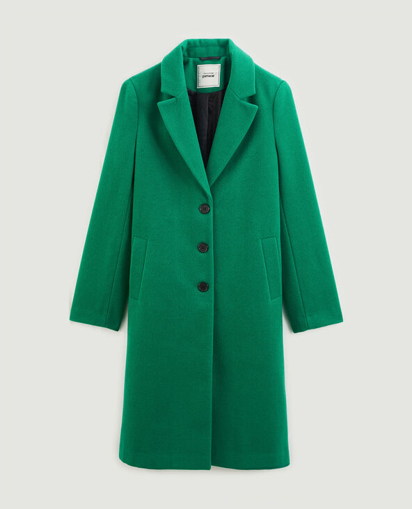 Manteau long effet drap de laine