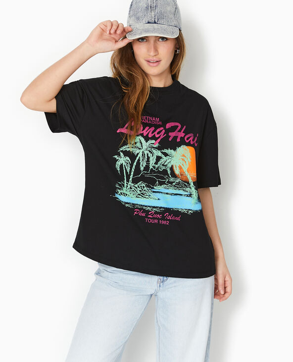 T-shirt oversize avec print devant noir - Pimkie