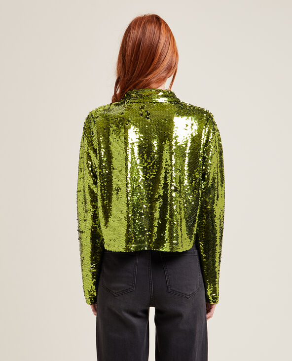 Chemise courte à sequins vert olive - Pimkie