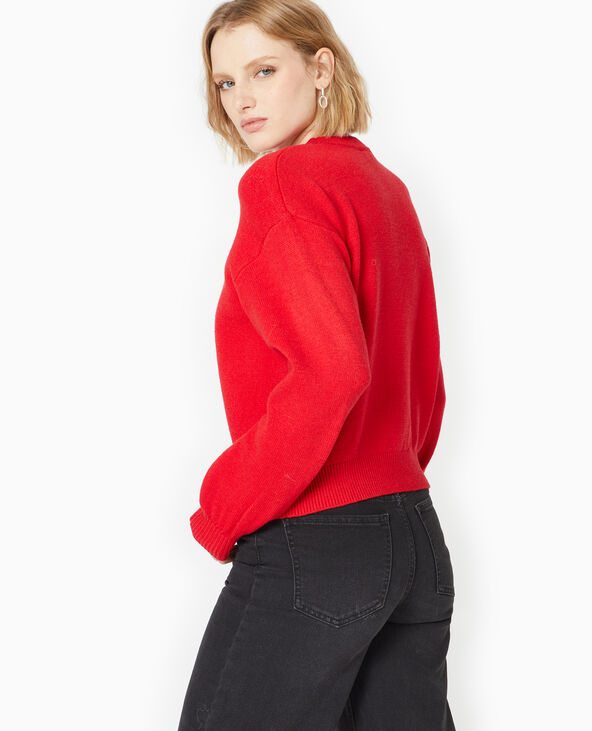 Pull en maille avec nœud devant rouge - Pimkie