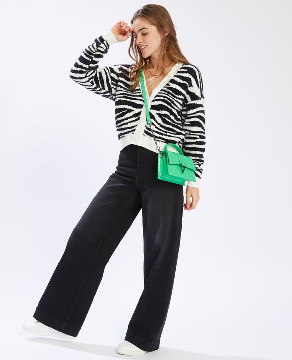 Gilet motif zébré poilu noir - Pimkie