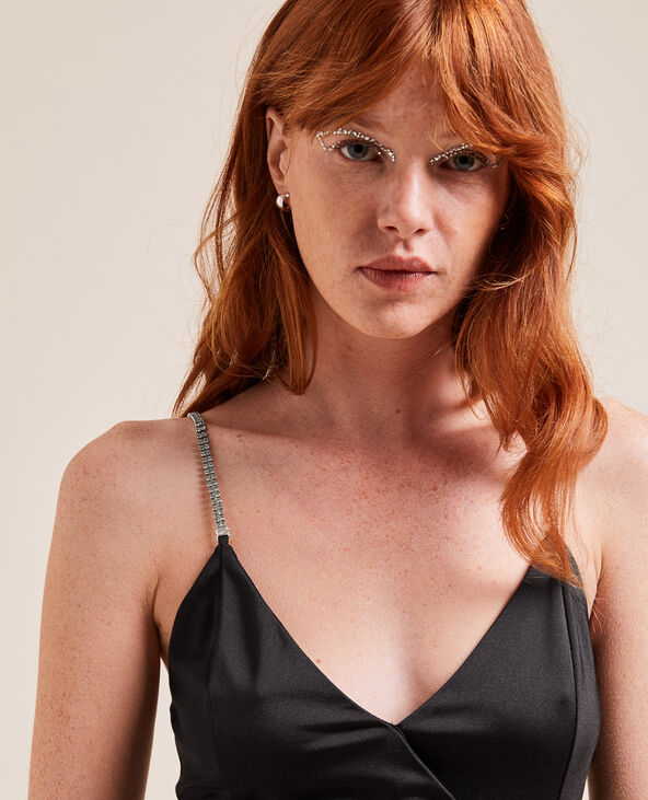 Robe cache-cœur avec strass noir - Pimkie