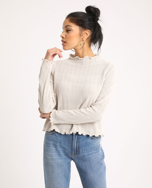 Crop top à manches longues blanc - Pimkie