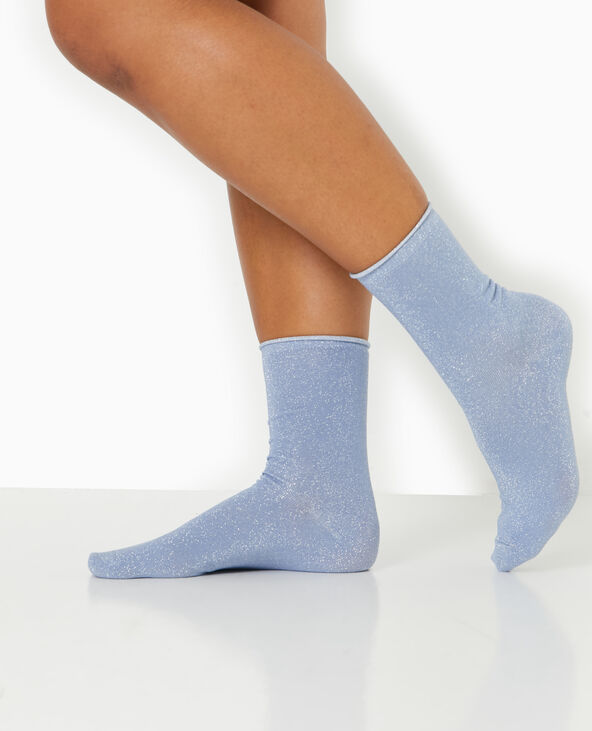 Lot de 2 paires de chaussettes avec lurex bleu clair - Pimkie