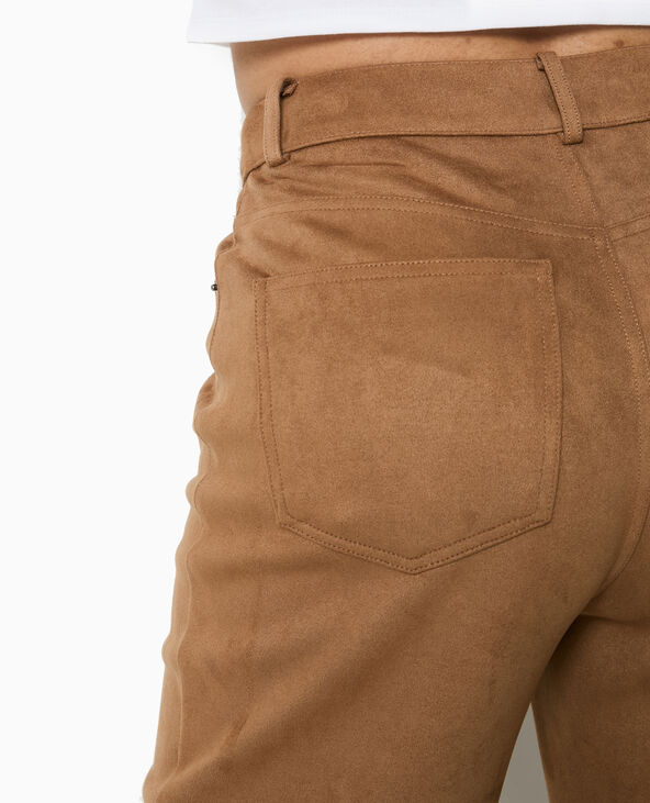 Pantalon droit en suédine beige - Pimkie