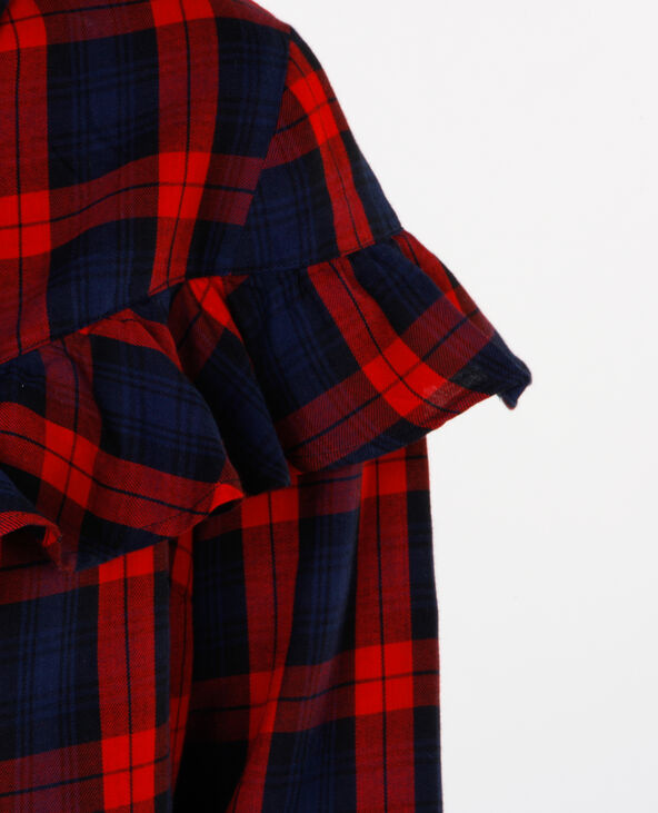 Chemise carreaux à volants rouge - Pimkie