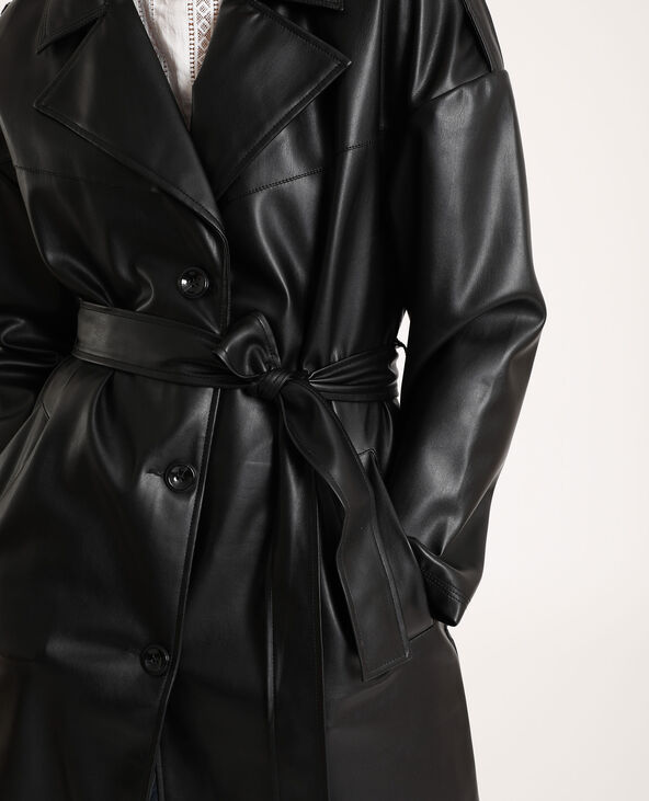 Trench en simili cuir noir - Pimkie