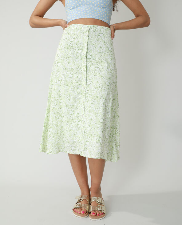 Jupe midi boutonn e et fleurie