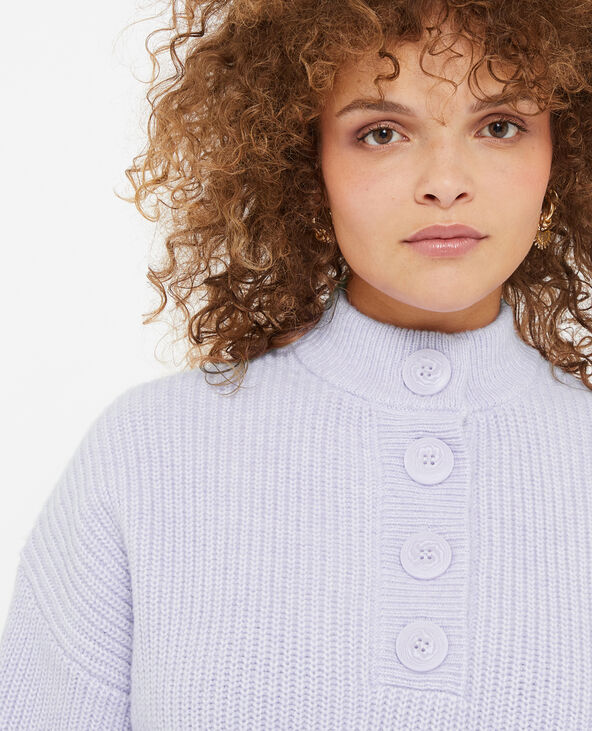 Pull grosse maille avec col boutonné lilas - Pimkie
