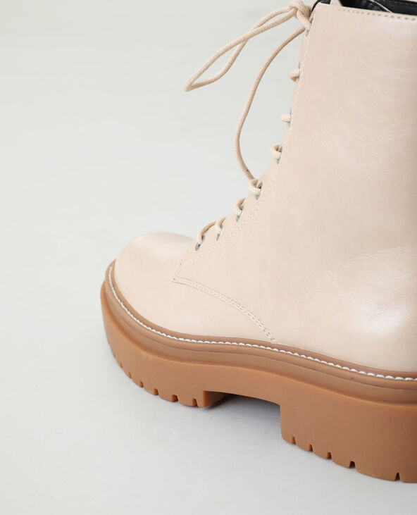 Boots rock simili cuir beige - Pimkie