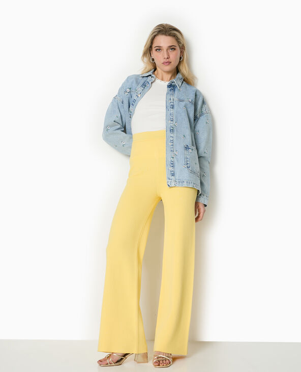 Pantalon droit en tricot jaune - Pimkie