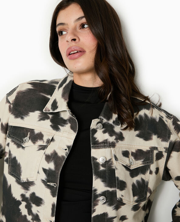 Veste en toile motif vache blanc - Pimkie