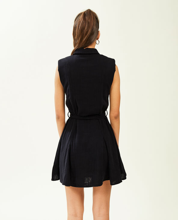 Robe sans manches gaze de coton noir - Pimkie