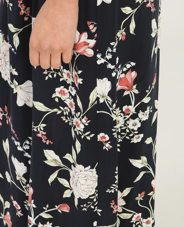 Robe longue imprimée dos croisé noir - Pimkie