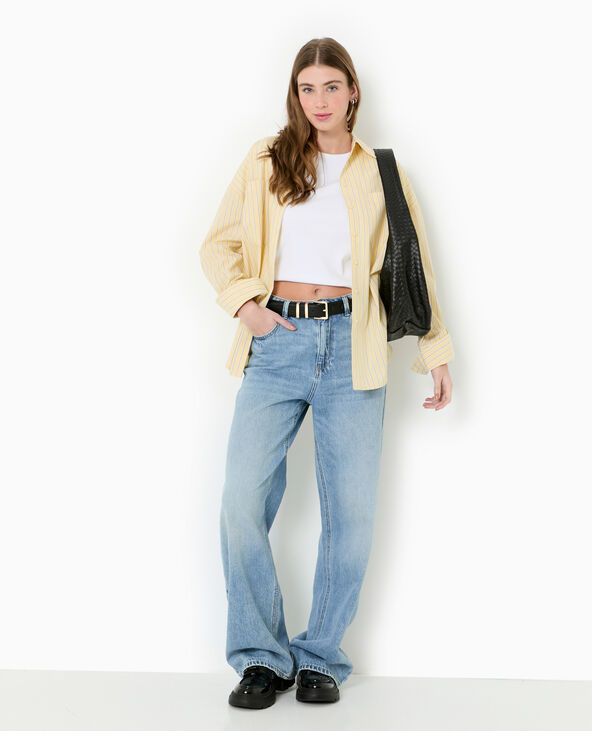 Chemise oversize rayée avec poches Jaune pâle - Pimkie