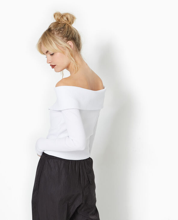 Top zippé encolure Bardot blanc - Pimkie