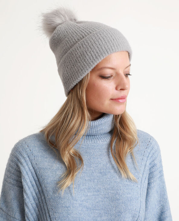 Bonnet à pompon bleu clair - Pimkie