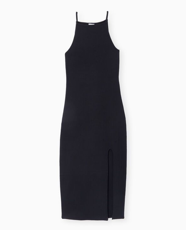 Robe longue à bretelles avec fente noir - Pimkie