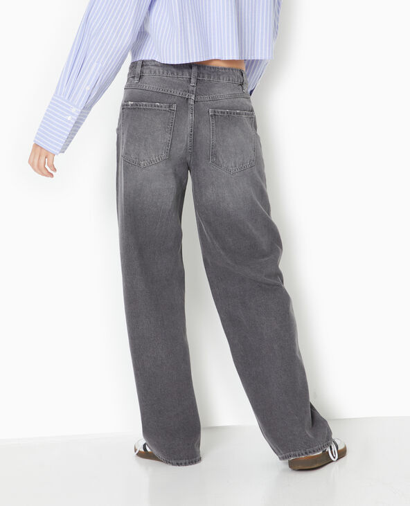 Jean wide taille basse gris foncé - Pimkie