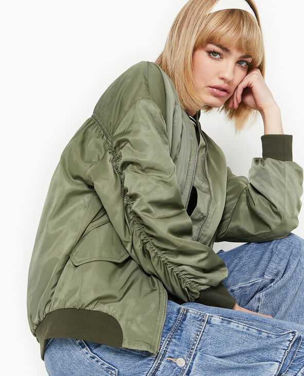 Bombers oversize avec fronces dos et manches vert kaki - Pimkie