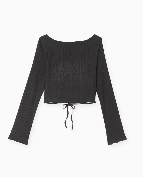 Top dos-nu en maille texturée noir - Pimkie