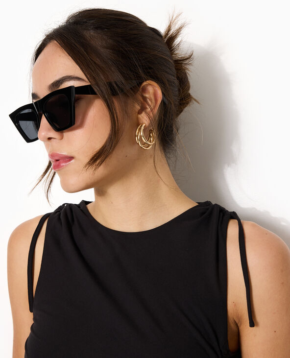 Robe longue avec liens coulissés et fronces noir - Pimkie