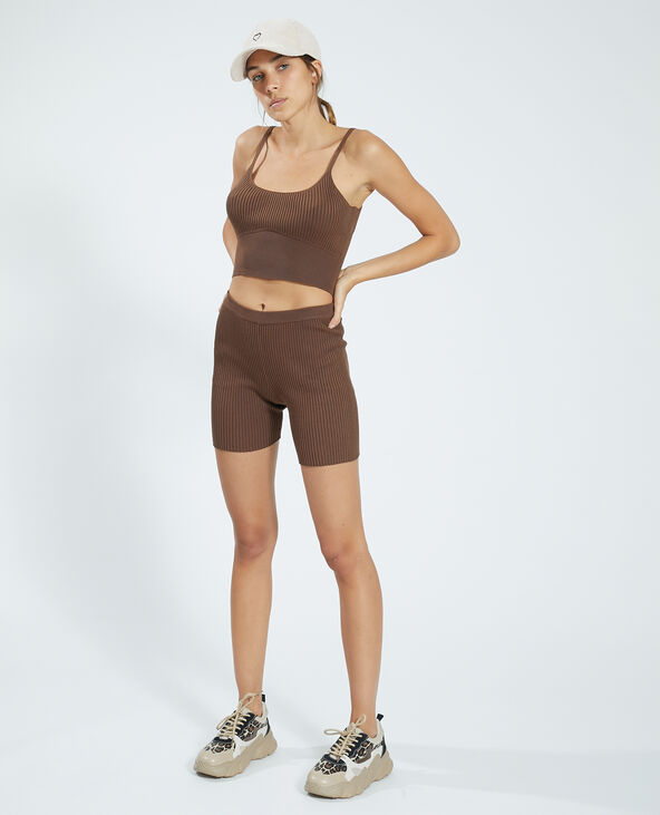 Brassière maille côtelée marron - Pimkie