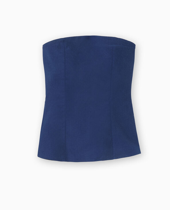 Top bustier avec fente côté bleu marine - Pimkie