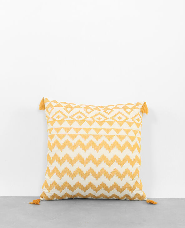 Housse de coussin tissée jaune ocre - Pimkie