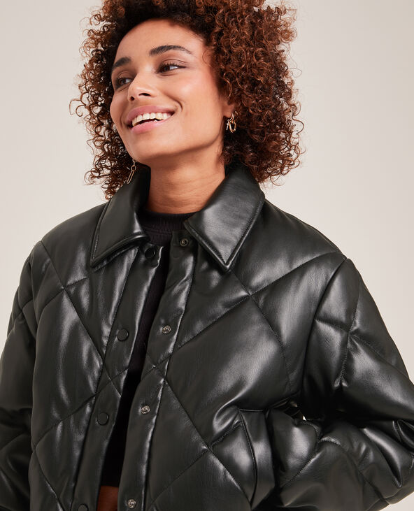 Doudoune matelassée simili cuir noir - Pimkie