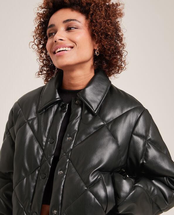 Doudoune matelassée simili cuir noir - Pimkie