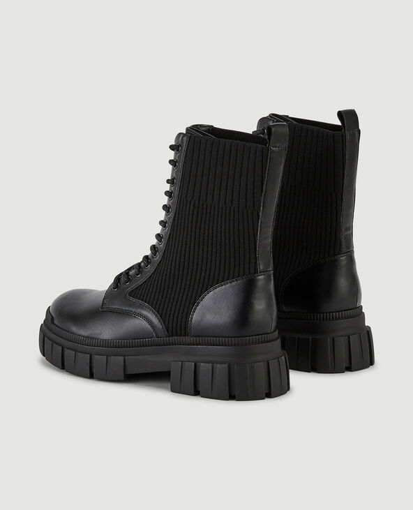 Boots à lacets semelles crantées noir - Pimkie