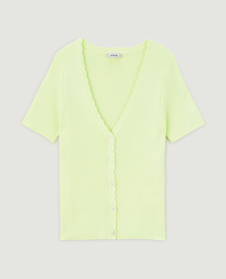 Top boutonné maille côtelée vert anis - Pimkie