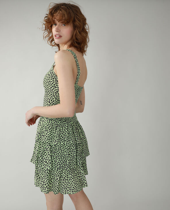Robe léopard volantée vert anis - Pimkie