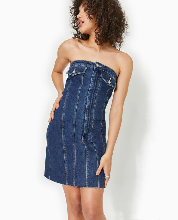 Robe courte forme bustier en jean bleu - Pimkie