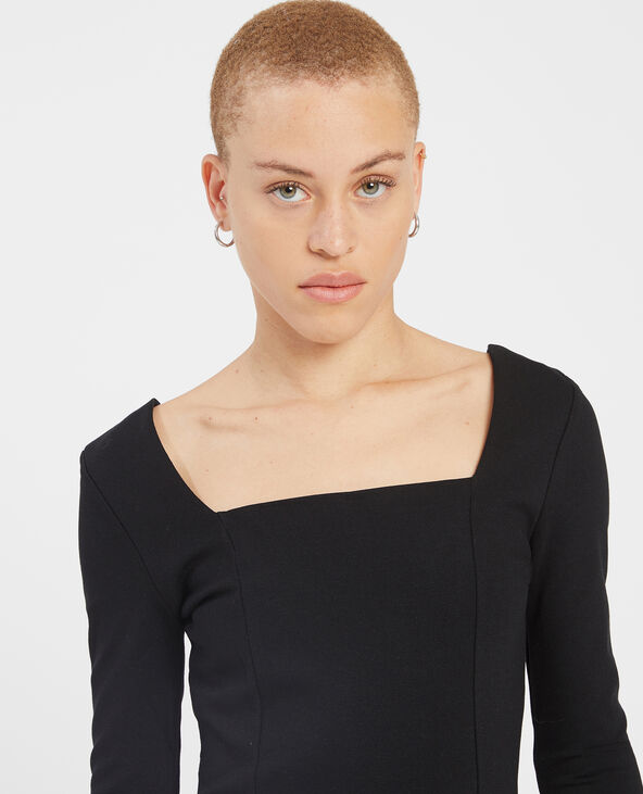 Robe moulante col carré noir - Pimkie