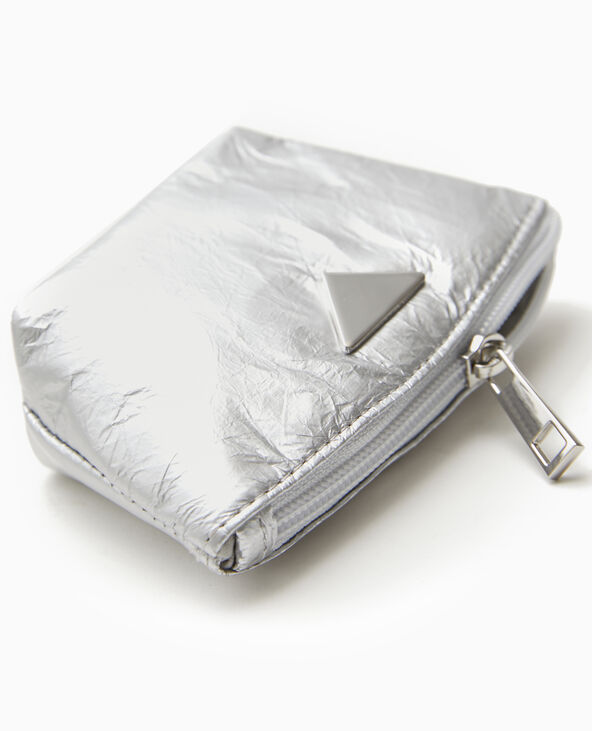 Porte-monnaie en tissu métallisé argenté - Pimkie
