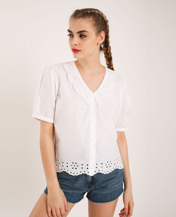 Blouse à broderies blanc - Pimkie