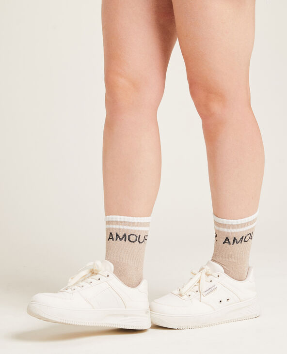 Chaussettes avec fils métallisés écru - Pimkie