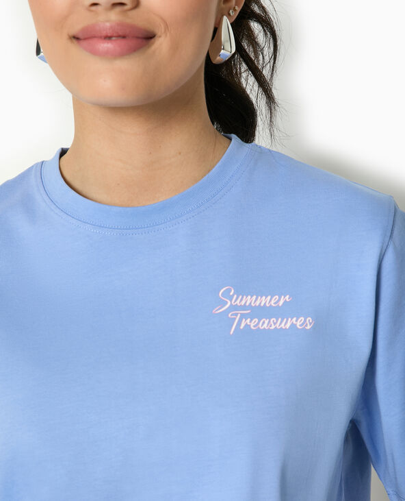 T-shirt oversize avec print devant et dos bleu - Pimkie