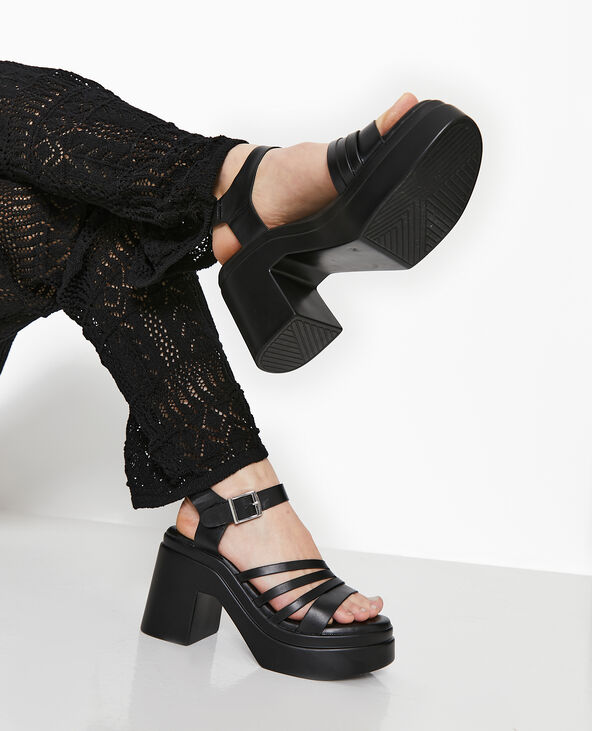 Sandales compensées avec multi-brides noir - Pimkie