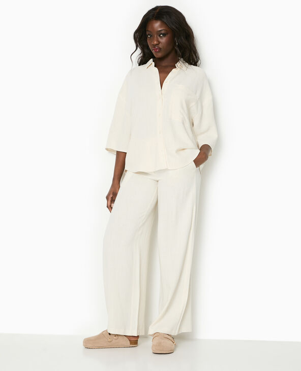 Chemise oversize avec lin beige - Pimkie