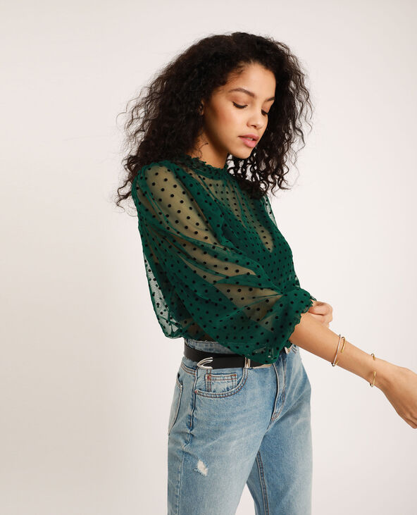 T-shirt transparent vert foncé - Pimkie