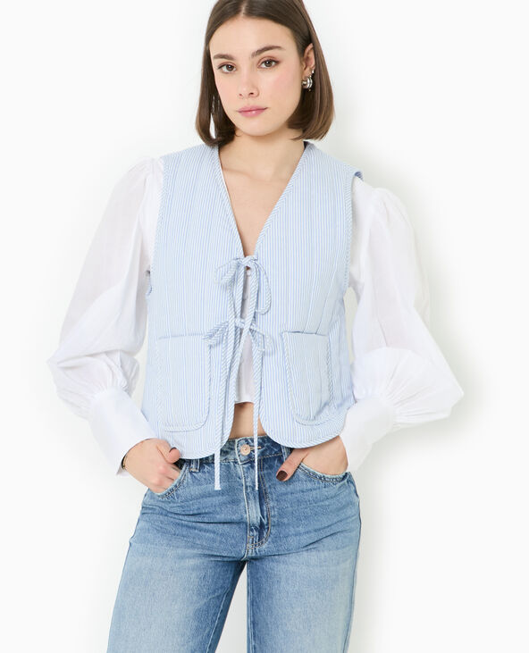 Veste sans manches matelassée avec rayures bleu - Pimkie