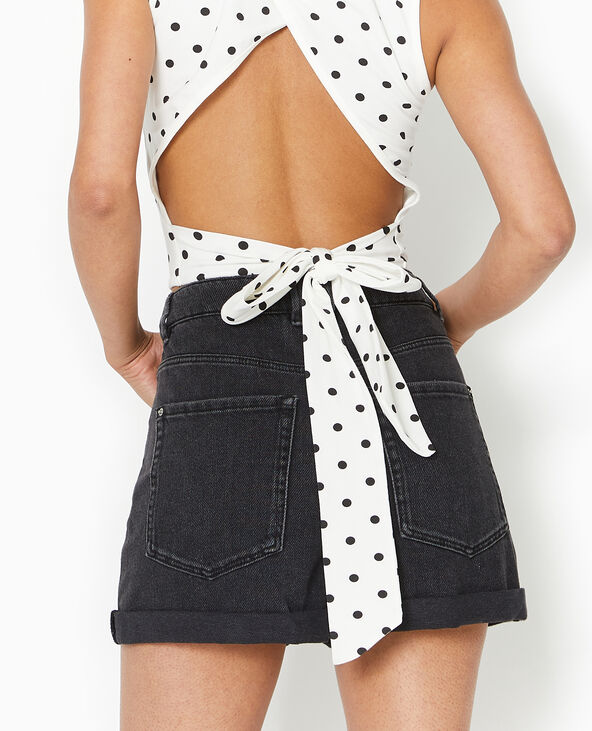 Débardeur avec cut-out dos motif pois blanc - Pimkie