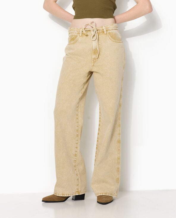 Jean baggy taille basse avec ceinture à nouer rose clair - Pimkie