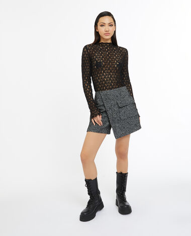 Jupe-short en tweed avec poche noir - Pimkie