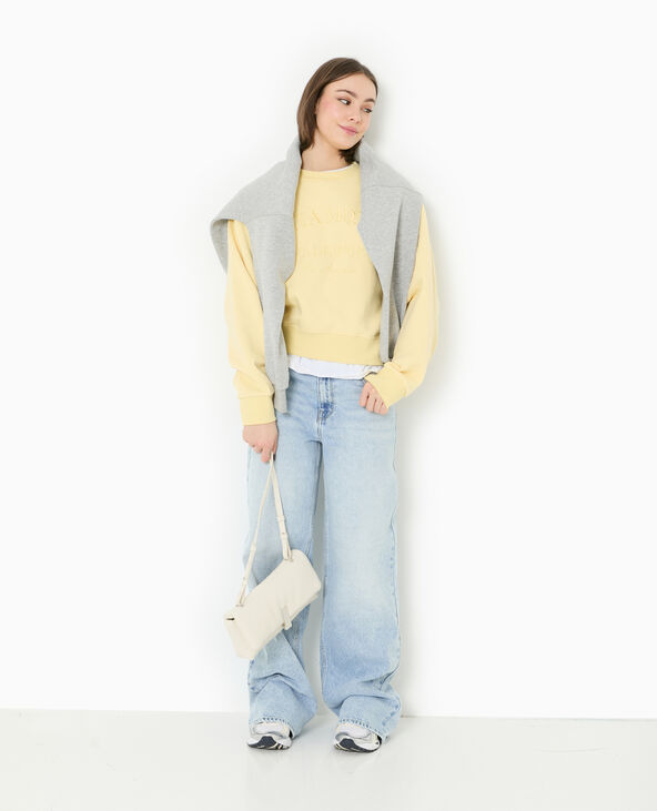 Sweat col rond avec broderie Jaune pâle - Pimkie
