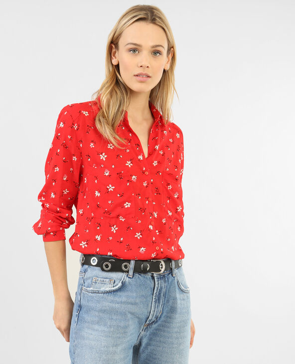 Chemise fleurie rouge - Pimkie